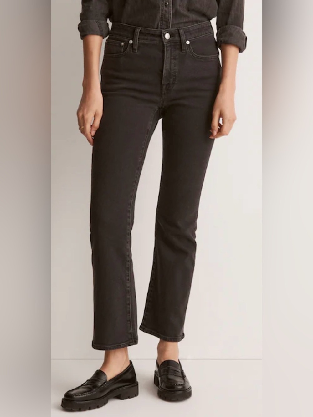Women’s MADEWELL Black Wash Kick Out Crop Jeans size 31P